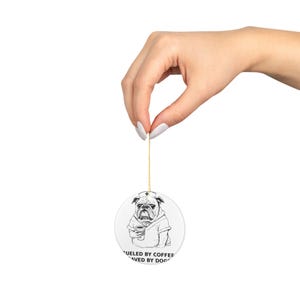 Funny Grumpy Dog Christmas Ornament, Ceramic Dog Ornament, Thoughtful Gift for Dog Lovers, Christmas Tree Decor, Nurse Dog Gift