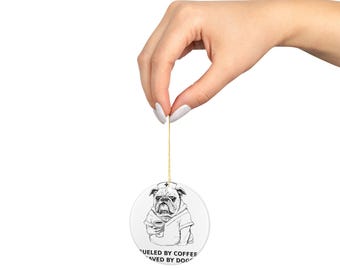 Funny Grumpy Dog Christmas Ornament, Ceramic Dog Ornament, Thoughtful Gift for Dog Lovers, Christmas Tree Decor, Nurse Dog Gift