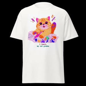 Dopamine Teacher Cat T-Shirt, Happy Colorful Educator