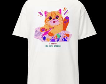 Dopamin-Lehrer-Katzen-T-Shirt, Fröhliches, farbenfrohes Katzen-Lehrer-Shirt, Geschenk für Katzenliebhaber und Pädagogen, Shirt zur Wertschätzung von Lehrern, Geschenk für Katzenmamas