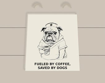 Nurse Dog Tote, Funny Grumpy Dog Nurse Tote Bag, Night Shift Nurse Gift, Vet Tech Dog Lover Bag Dog Mom Gift