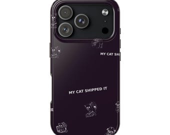 Funny Cat Tough Phone Case Plum, Sarcastic All-Over Print Phone Cover, Grumpy Cat Pattern, Gift for Cat Lover