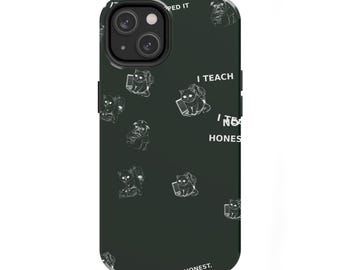 Funny Cat Tough Phone Case Forest, Sarcastic All-Over Print Phone Cover, Grumpy Cat Pattern, Gift for Cat Lover