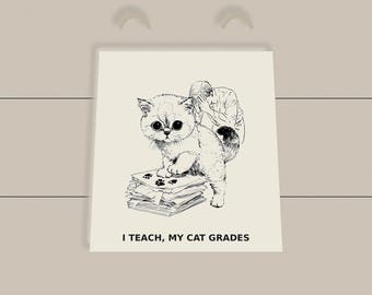 Teacher Cat Tote, Funny Grumpy Cat Teacher Tote Bag, Teacher Appreciation Gift, Cat Lover Teacher Bag Cat Mom Gift
