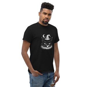 Moon Witch Cat Shirt, Grumpy Halloween Cat Tee, Crescent Moon Cat T-Shirt, Spooky Witchy Cat Shirt, Black Cat Halloween Gift