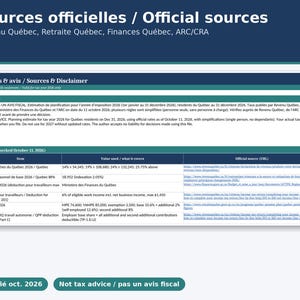 Quebec Self Employed Tax Estimator 2026, QPP Both Shares, Quarterly Instalment Schedule, Blank and Filled Example, Official Sources, Excel image 3