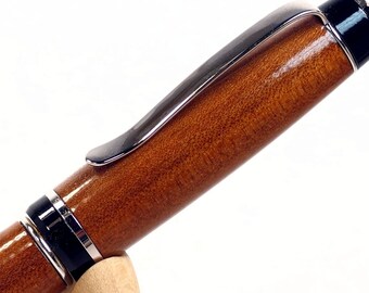 Exotic wooden pen Chakte-kok wood in rhodium setting