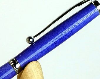 Purple wood pen, handcrafted holly wooden pen in chrome setting