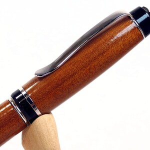 Exotic wood pen made of Chakte-kok wood in rhodium setting
