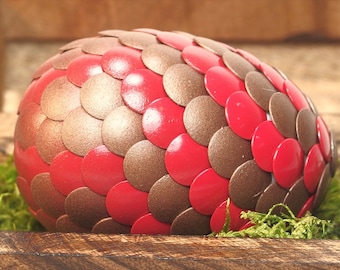 Striped Dragon Egg with red and copper scales