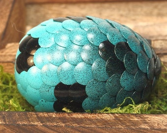 Teal Dragon Egg with black spots