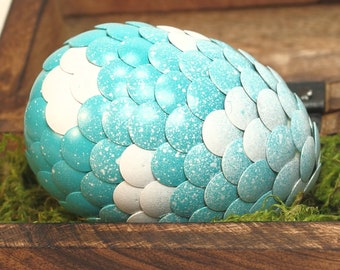 Teal Dragon Egg with white spots