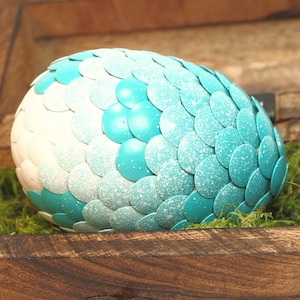 Teal Dragon Egg with white spots