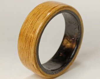 Bent wood ring size 11 1/2 two-tone ebony and birch