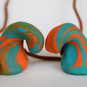 Cosplay demon horns handcrafted in aqua and orange polymer clay