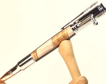 Bolt action pen in 3 woods with chrome setting