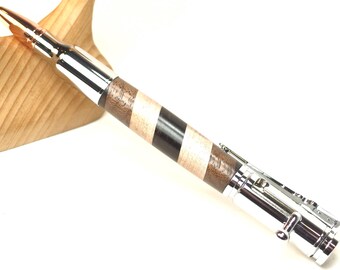 Bolt action pen in 3 woods with chrome setting
