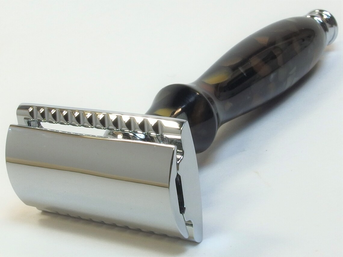 Double edge razor ergonomic handle in black with chunky colors Etsy