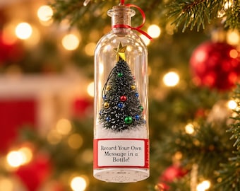 Recordable Christmas Tree Ornament, Message in a Bottle Keepsake (Personalised Gift)
