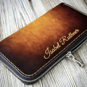 Leather Wallet Women Zipper, Womens Wallet Zip, Gift for Her, Zipper Wallet for Women, Personalized Womens Gift, Anniversary Gift for Wife