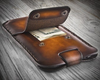 Leather iPhone Wallet / Case for two phones