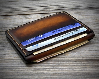 Compact Italian Leather Wallet with Front Pockets, Personalized Slim Card Holder