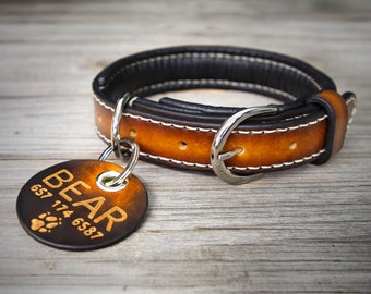 Dog Collar, Leather Dog Collar, Personalized Dog Collar, Dog Collar Leather, Free Custom id tag, Dog Gift, Strong Collar, Made in Italy