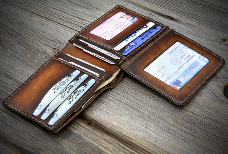 Mens Leather Wallet ID Wallet for Men Mens Wallet Etsy