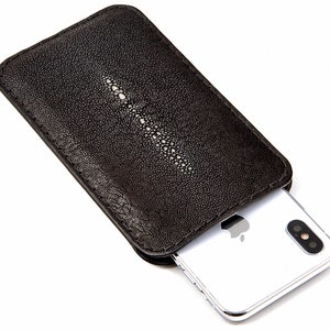 Stingray iPhone Case - Stingray Skin iPhone 11 Pro Max, Xs Max, Xr Cover - Stingray Leather iPhone Xs Sleeve - Exotic Luxury iPhone Case