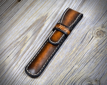 Leather Pen Case, Personalized Fountain Pen Holder Handmade in italy