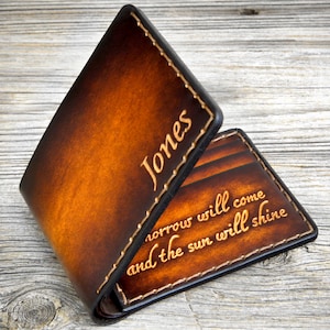 Regalo del Día de San Valentín para él, Regalo personalizado, Ideas de regalos para hombres, Cartera de cuero para hombres, Regalo para él, Cartera personalizada, Regalo de novio