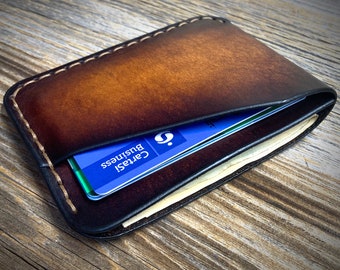 Front Pocket Leather Card Holder: Personalized Slim Wallet Handmade in Italy