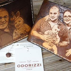 Regalo de billetera con foto, billetera con foto grabada, billetera con foto para papá, billetera con foto de cuero, billetera con foto personalizada para hombres, billetera con foto personalizada