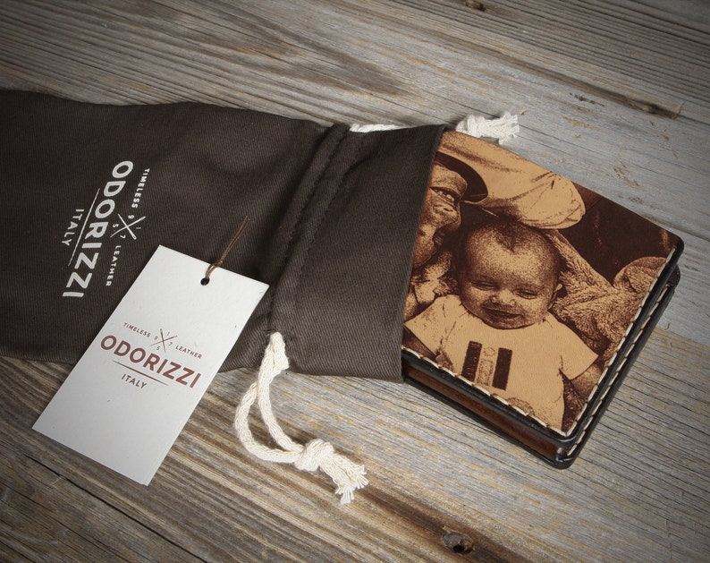 Personalized Leather Wallet With Family Photo Engraved Etsy
