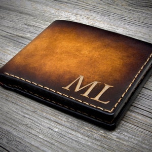 Men's Leather Wallet, Personalized Men' s Leather Wallet, Monogram Leather Wallet, Men's Bifold Leather Wallet, Leather Wallet Gift image 1