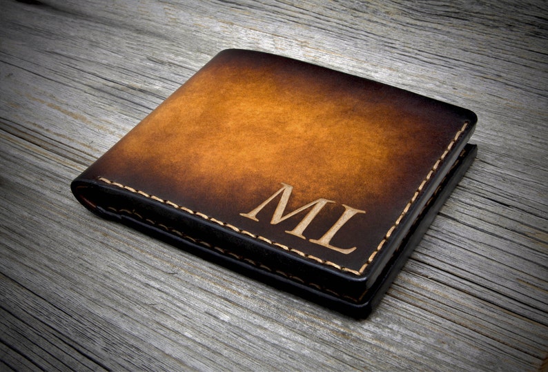 Men's Leather Wallet, Personalized Men' s Leather Wallet, Monogram Leather Wallet, Men's Bifold Leather Wallet, Leather Wallet Gift image 1