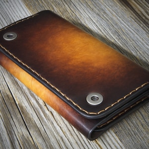 Funda de cuero para iPhone, cartera de iPhone tríptica para iPhone Xs Max, X / Xs, 6/7/8/ Plus, funda personalizada Tri folio hecha a mano en Italia