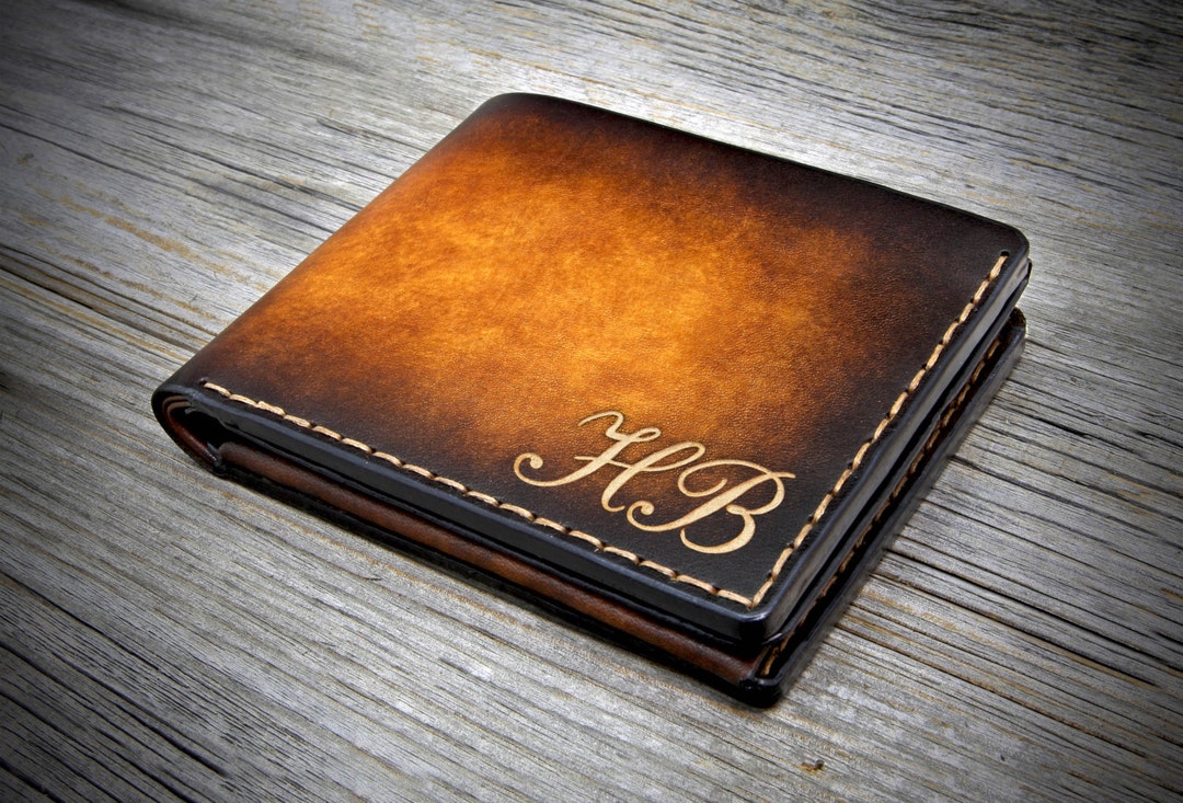 Monogrammed Leather Bifold Wallet: Handmade Italian Leather, Coin ...