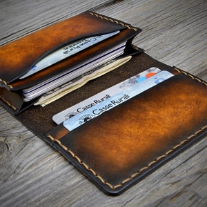 Slanke portemonnee voor meerdere kaarten, op maat gemaakte minimalistische leren portemonnee, gepersonaliseerde kleine portemonnee voor heren, dunne kaarthouder.