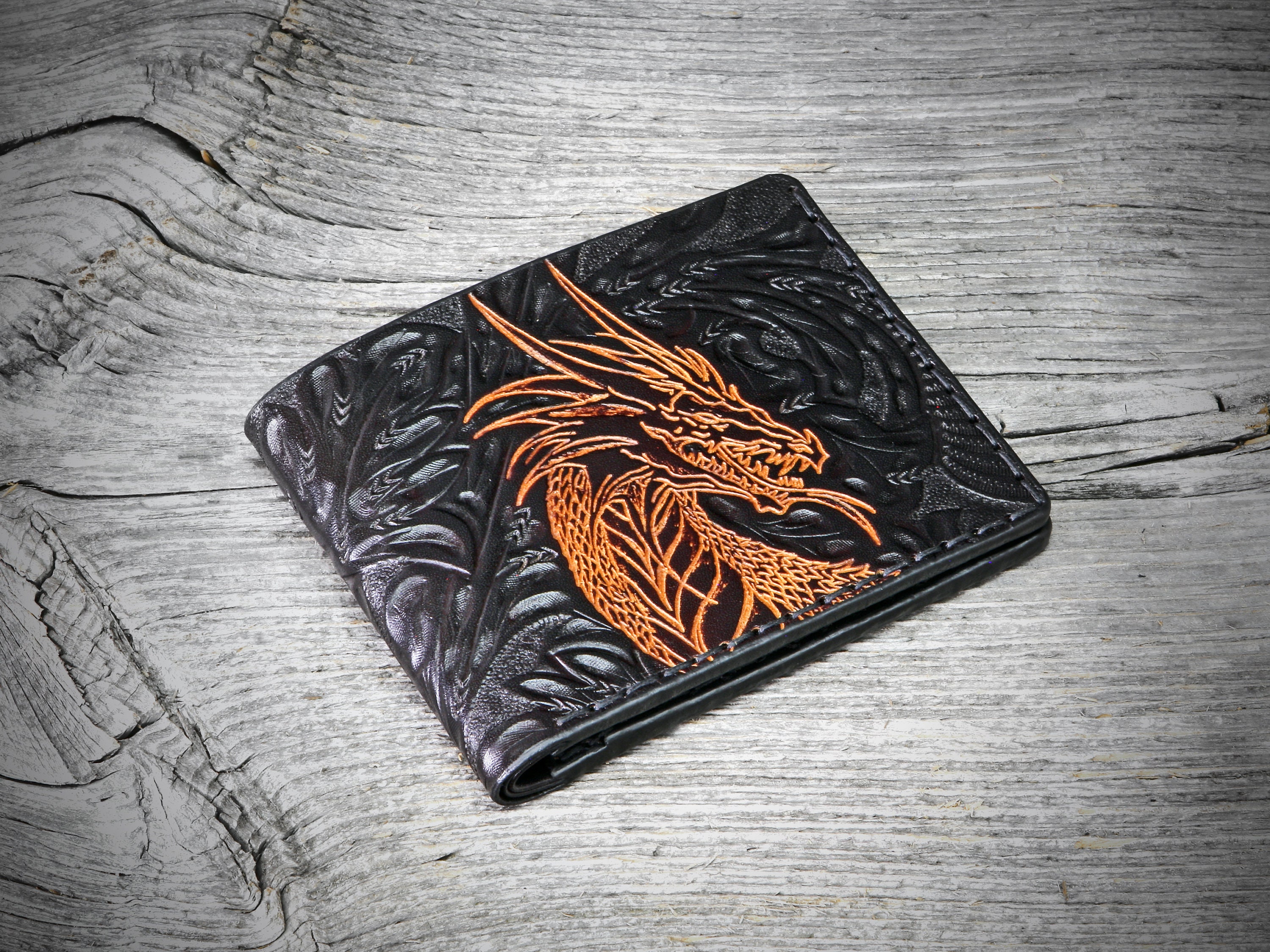 Handmade Leather Taming Dragon Mage Mens Tooled Long Chain Biker Walle –  iChainWallets