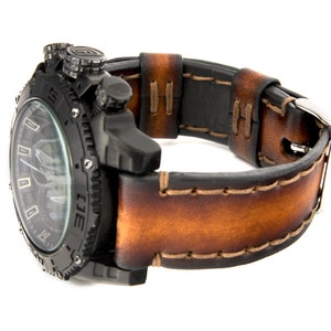 Leather Watch Strap, Hand-stitched Italian Leather Band: Custom Fit for all Watches