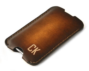 Personalized Galaxy S25 Ultra Italian Leather Sleeve: Handmade Case Custom fit For All Models