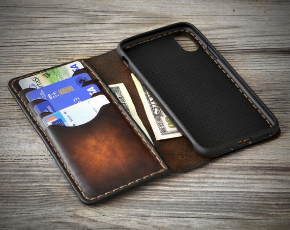 Book Style Flip Genuine Leather Wallet Case Cover For iPhone 15/14