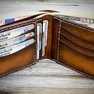 Men's Leather Wallet, Personalized Men' s Leather Wallet, Monogram Leather Wallet, Men's Bifold Leather Wallet, Leather Wallet Gift image 2