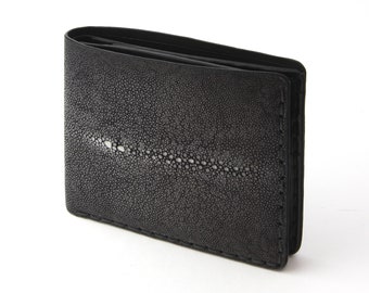 Stingray Wallet, Black Stingray Skin Wallet, Black Stingray Leather Wallet, Men's Wallet