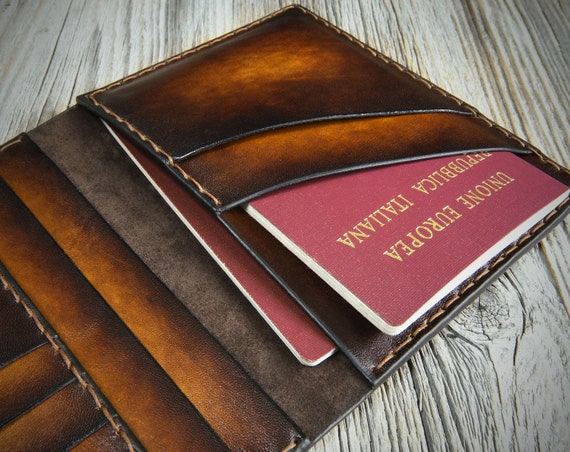 Double Thickened Russia Spain Leather Passport Cover Holder
