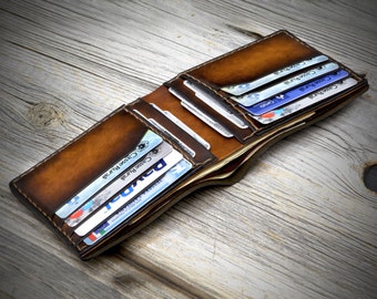 Echtleder Brieftasche für Männer, RFID-blockierender italienischer Herrenlederbrief, schlanke Brieftasche aus italienischem Leder, personalisiertes Brieftaschengeschenk für Männer