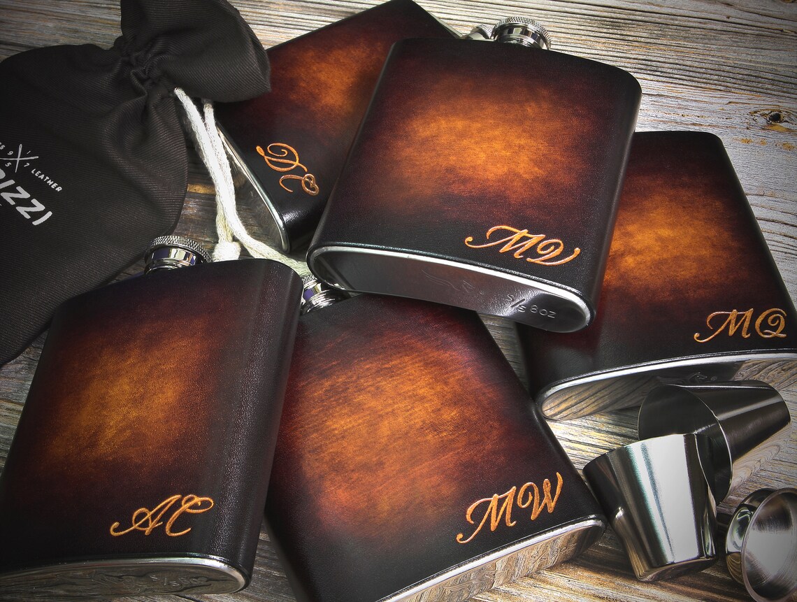 Flasks for Groomsmen Personalized Flask Set Engraved Wedding Etsy