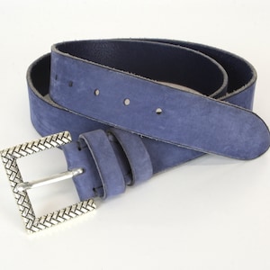 Blue Aged Leather Belt(4cm), Mens Leather Belt, Womens Leather Belt, Distressed Belt, Vintage Belt, Sturdy Belt,Blue Belt, Custom Belt