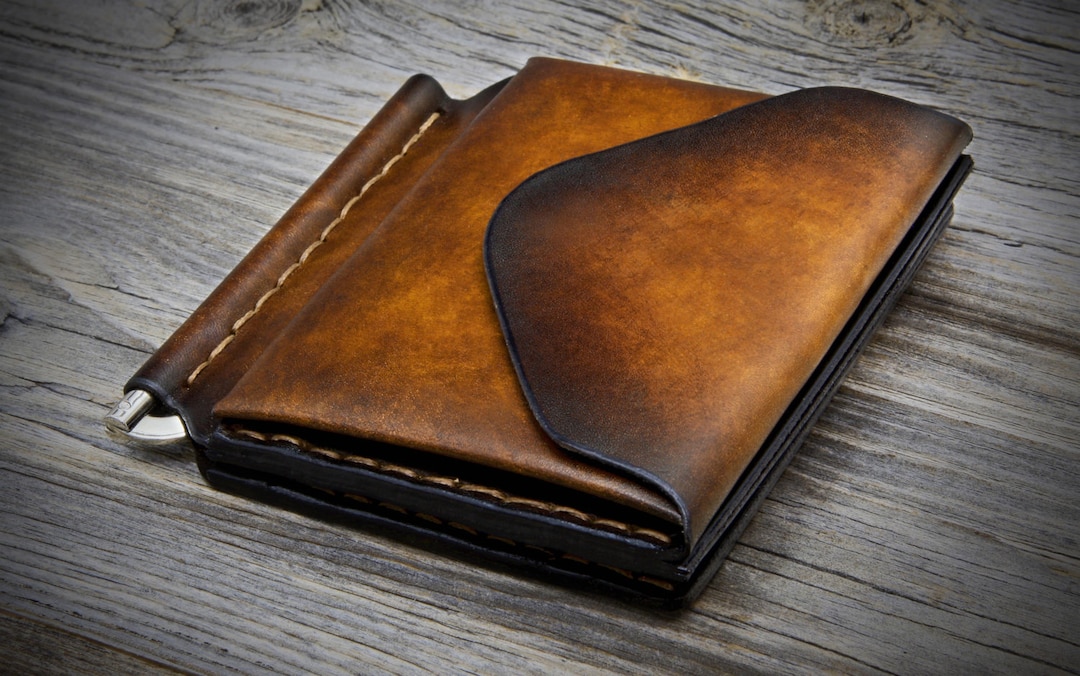 Two Pocket, Money Clip Wallet Calf — Pinnell Custom Leather